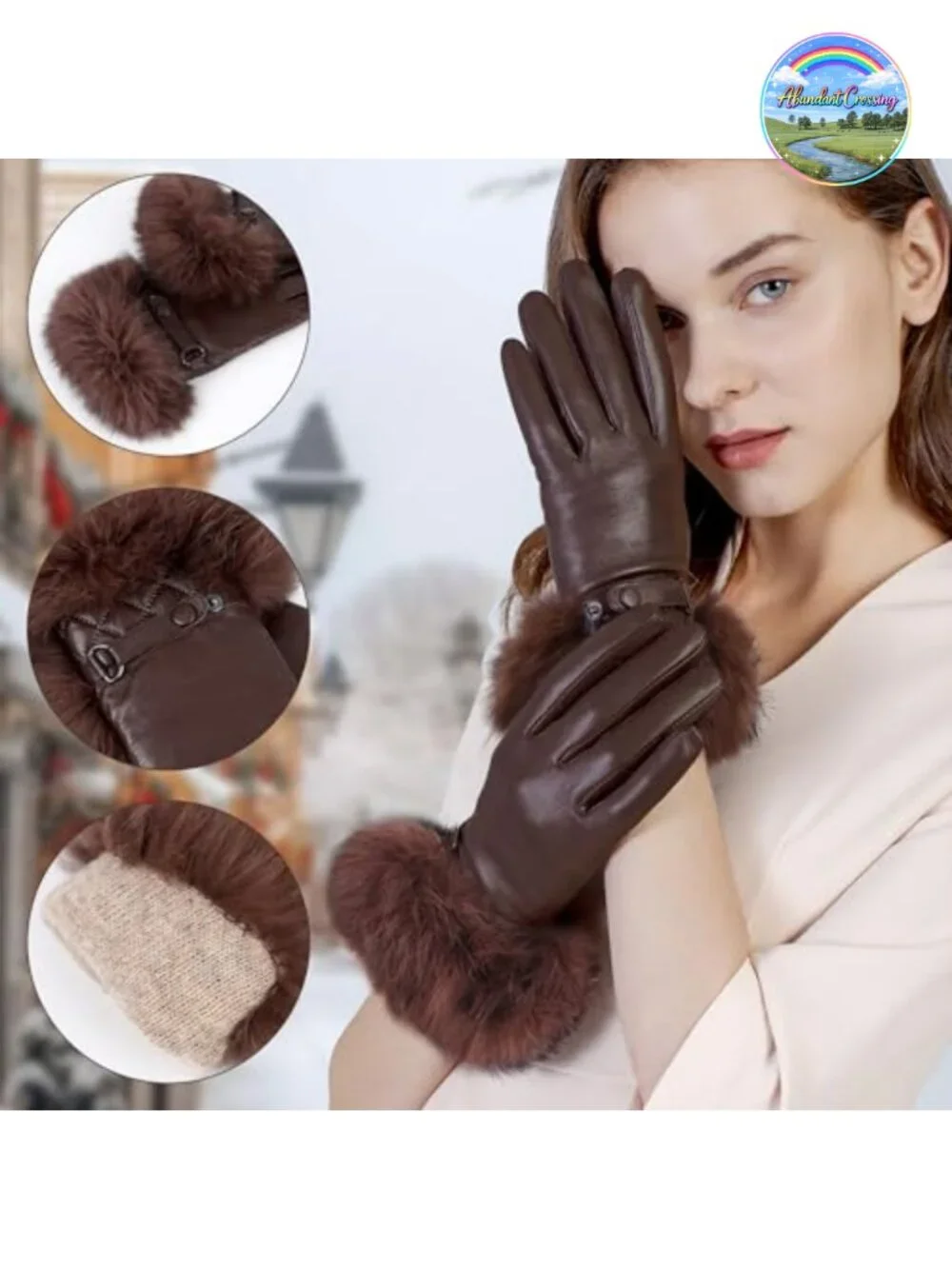 Women's Sheepskin Leather Gloves with Touchscreen 5-Finger Smart Tech